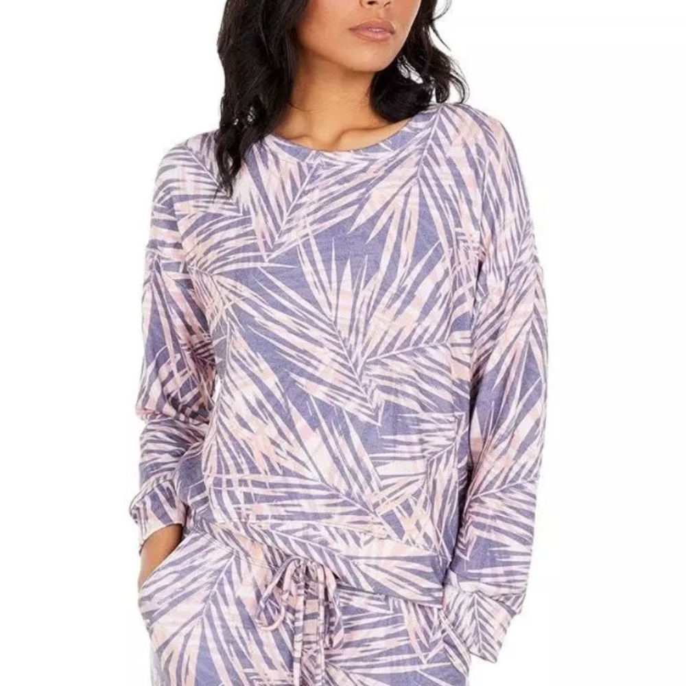 *NWT* Sundry Tropical Palm Print Loungewear Sweatshirt Top